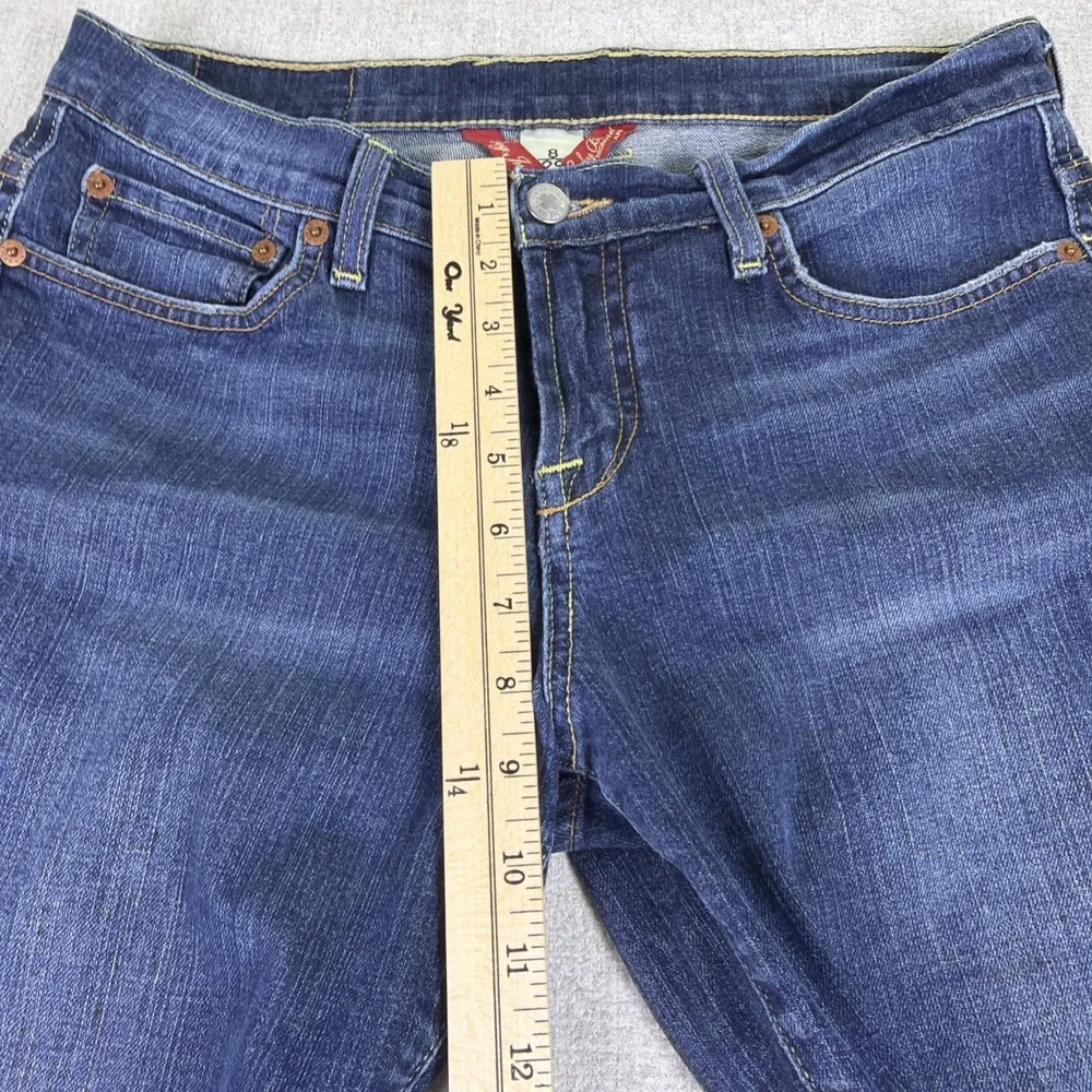 Lucky Brand Jeans Womens 8 Easy Rider Mid Rise‎ Stretch Distressed Blue Denim